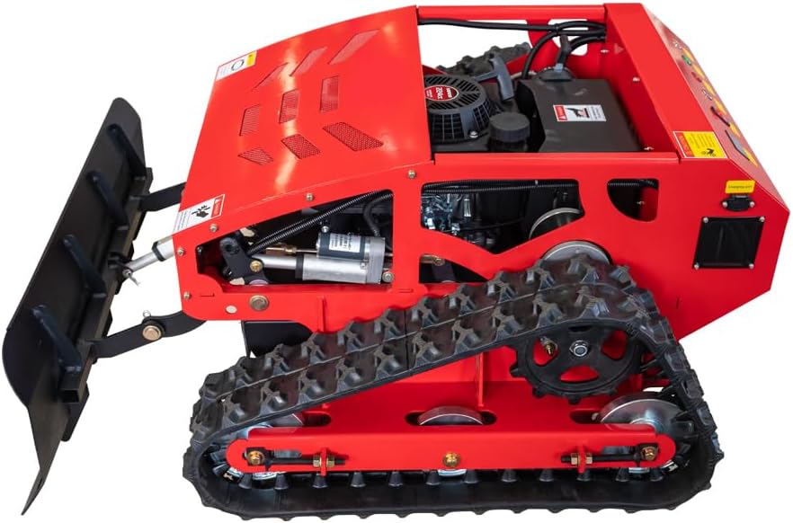 9HP Remote Control Lawn Mower, Small Crawler Oil-Electric Hybrid Track Drive Lawn Mowing and Weed Whacker, All Terrain Grass Cutter Yard Mower, 45° Climbing (SKD 224-55-SNOW)