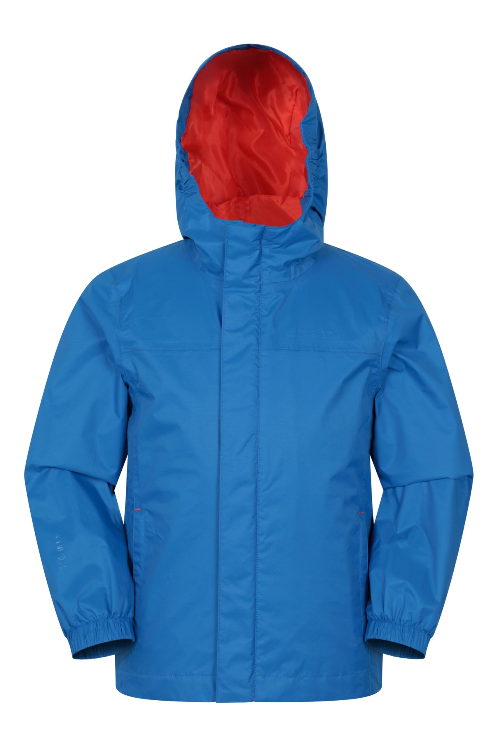 Mountain Warehouse Torrent Kids Waterproof Rain Jacket - Taped Seams Raincoat, Lightweight, Breathable, Girls & Boys - Spring Summer, Wet Weather, Walking Bright Blue Kids Size 11-12 Years