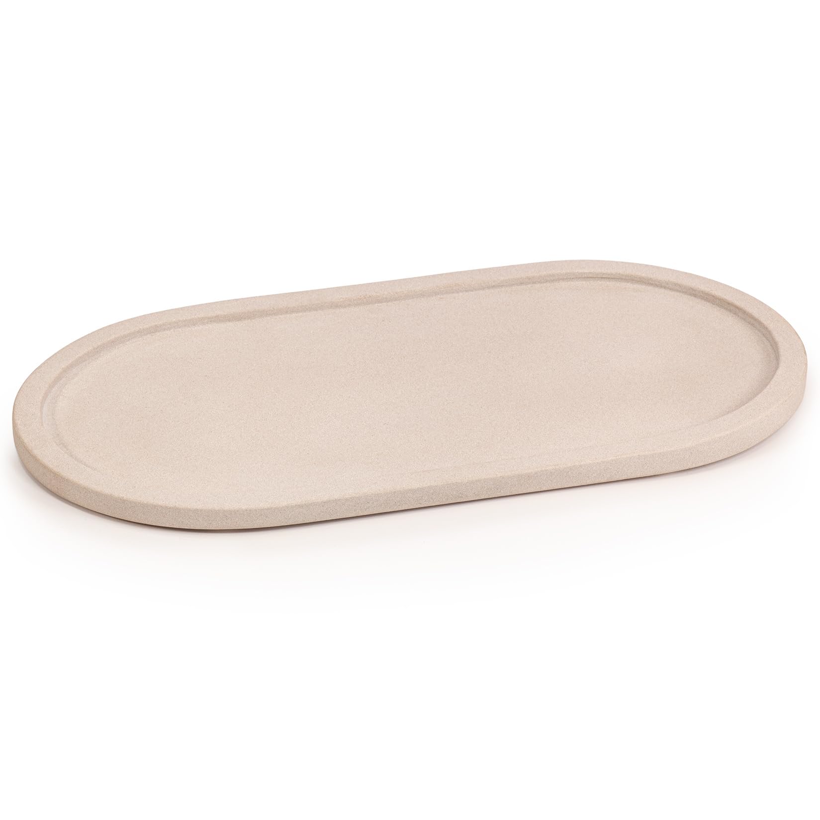 Ehc Mint Sandstone Decorative Large Oval Stone Serving Tray For Bathroom, Vanity, Jewellery, Coffee Table Accessory, Multipurpose Organizer