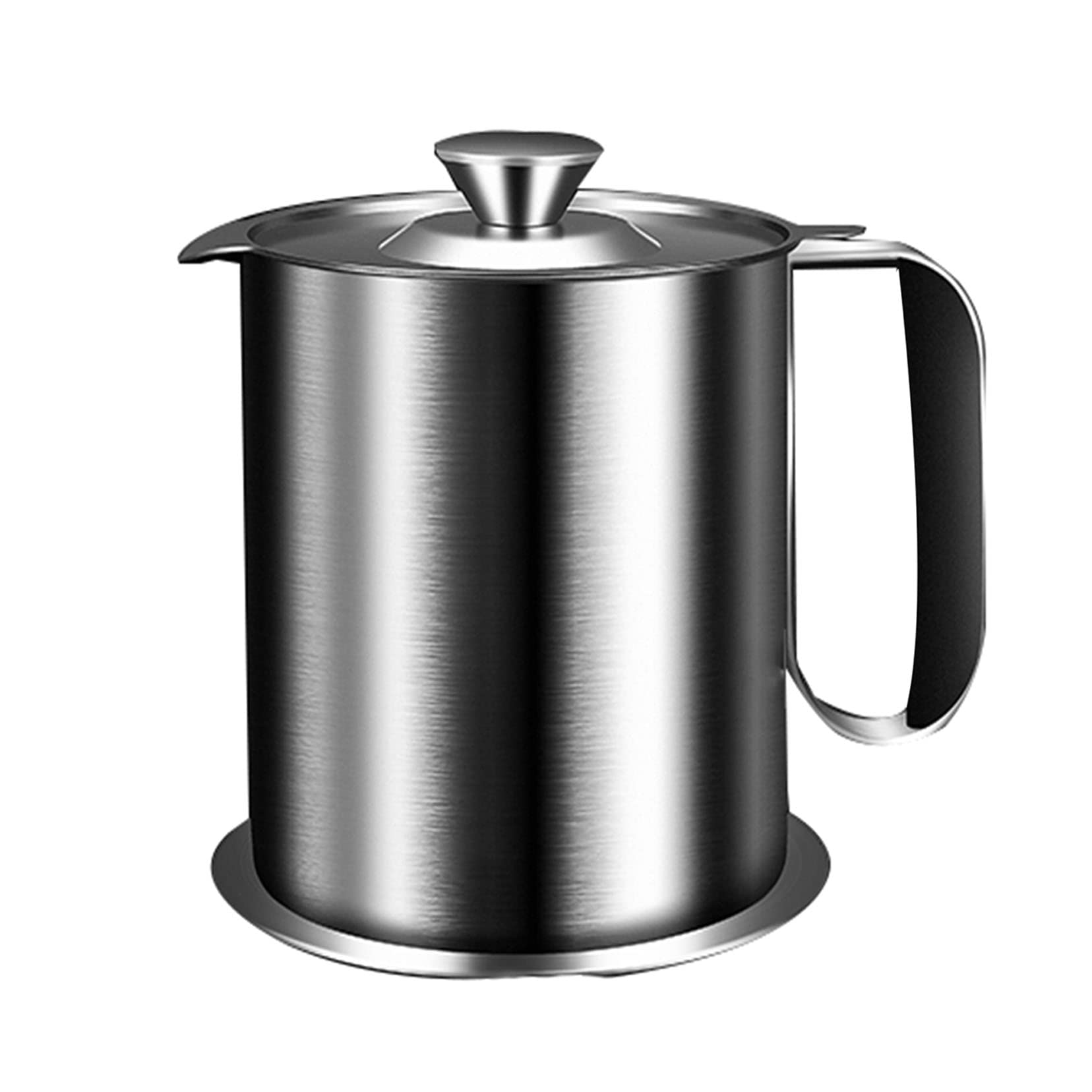 Sitko na tłuszcz ze stali nierdzewnej, pojemnik do przechowywania oleju, 2 l, z sitkiem o drobnych oczkach, pyłoszczelna pokrywa, antypoślizgowa płyta, nadaje się do przechowywania oleju do