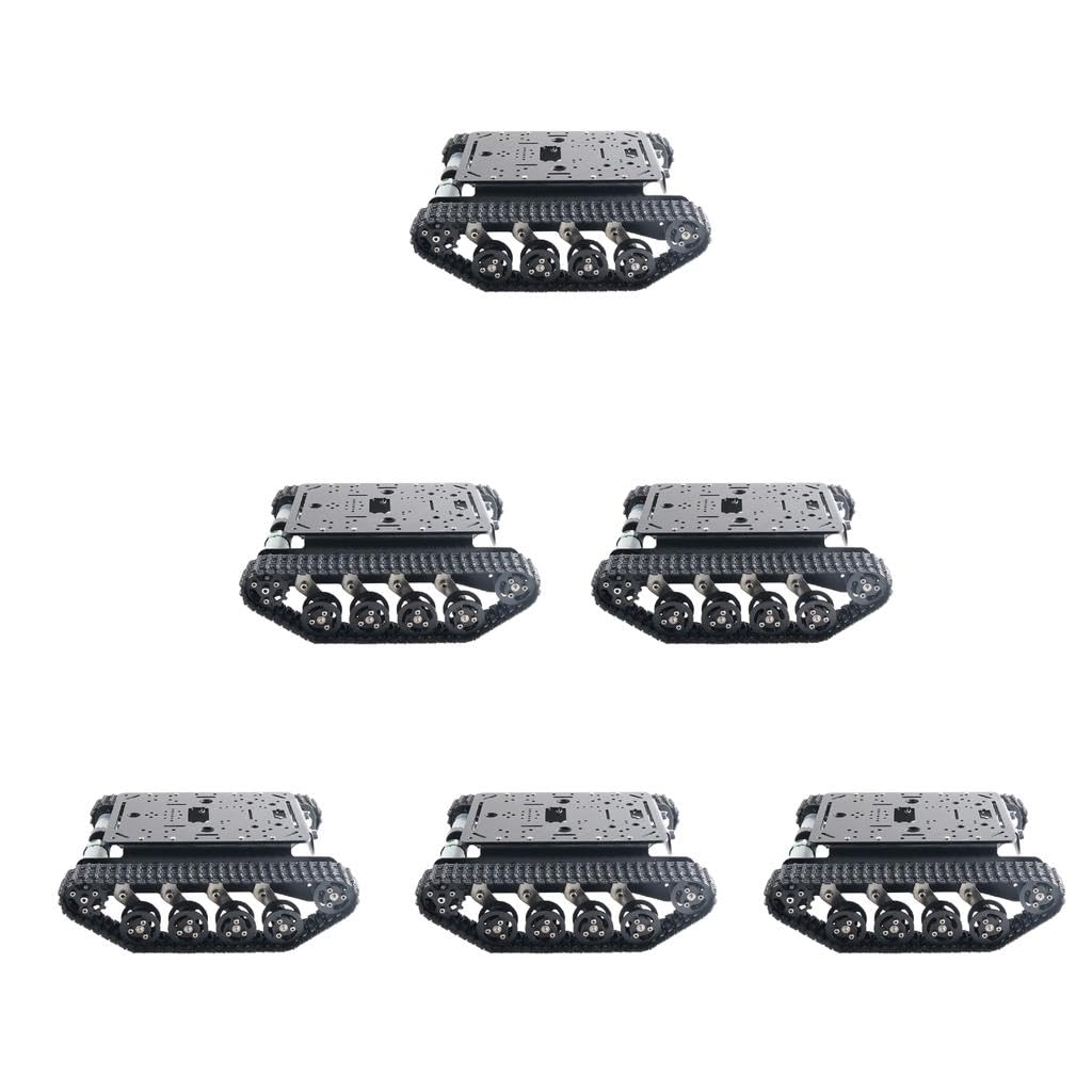 2 Piezas Robot de Tanque Chasis Vehículo con Rieles Metálicos DIY Montaje Sencillo Aleación de Aluminio Absorción de Choques Adecuado para, Motor 12V 350