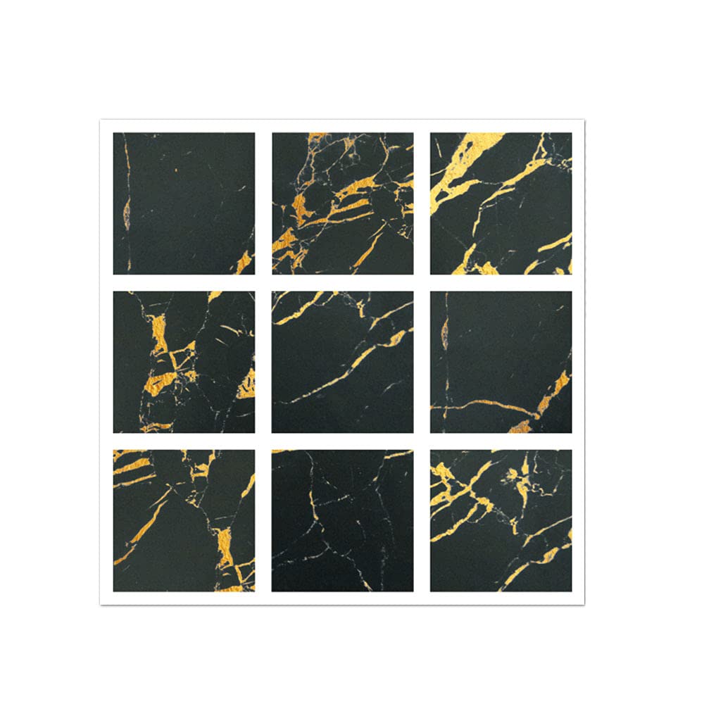 ANCLLO 40 PCS PVC Mosaïque Mur Carrelage Transferts Autocollants Auto-Adhésif Étanche Cuisine Salle De Bains Carrelage Mur Autocollant Vinyle Art Stickers Décoration de La Maison 10 x 10 cm (Le Noir)