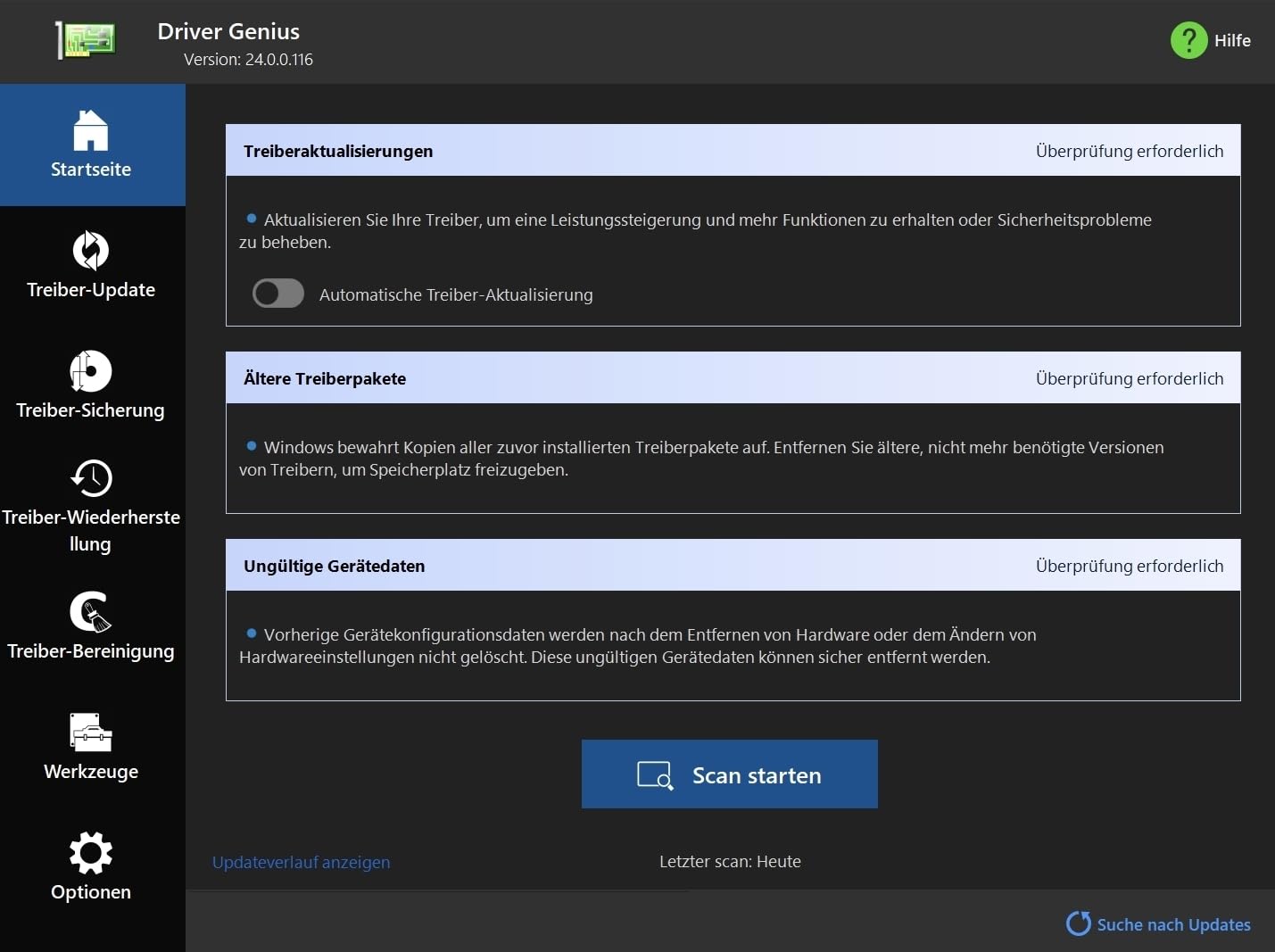 Driver Genius 24 - Treiber nicht suchen, sondern einfach finden! | PRO | 3 Gerät | 1 Benutzer | 1 Jahr | PC Aktivierungscode per Email