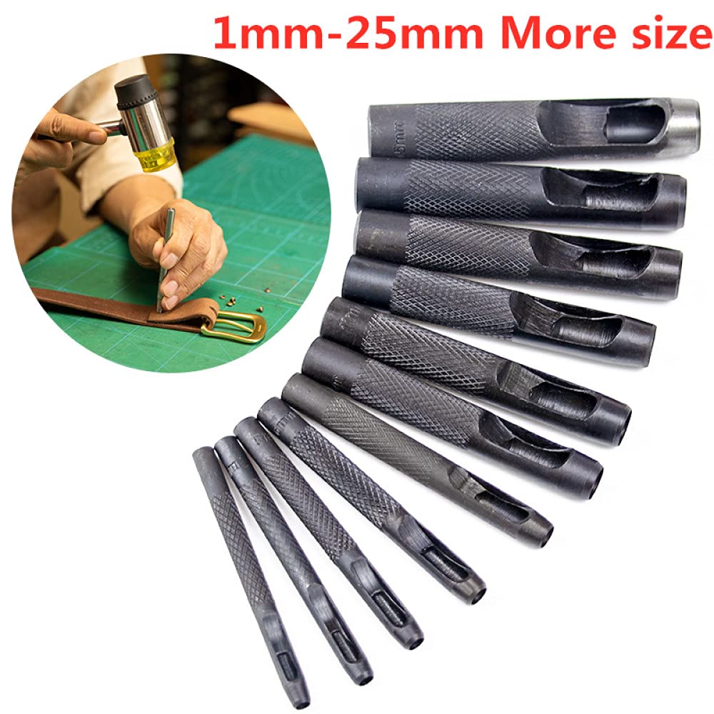 1 szt. Okrągły skórzany dziurkacz do paska 1,0 mm-25 mm Skórzane narzędzia rzemieślnicze Metalowy zestaw dziurkacza do paska zegarka Pusta odzież Płótno, 1 szt.19 mm