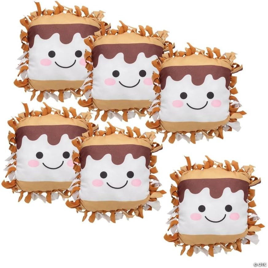 Fun Express 16 1/2" x 16 1/2" S'Mores Fleece Tied Pillow Craft Kit - Makes 6