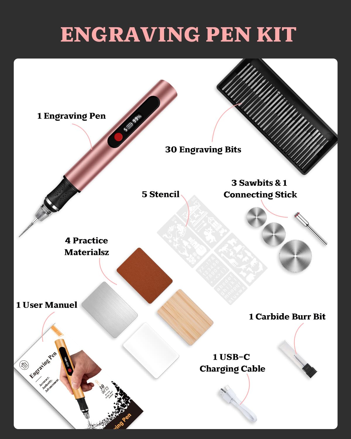 Cordless Engraving Pen - DIY Art & Craft Kit -8