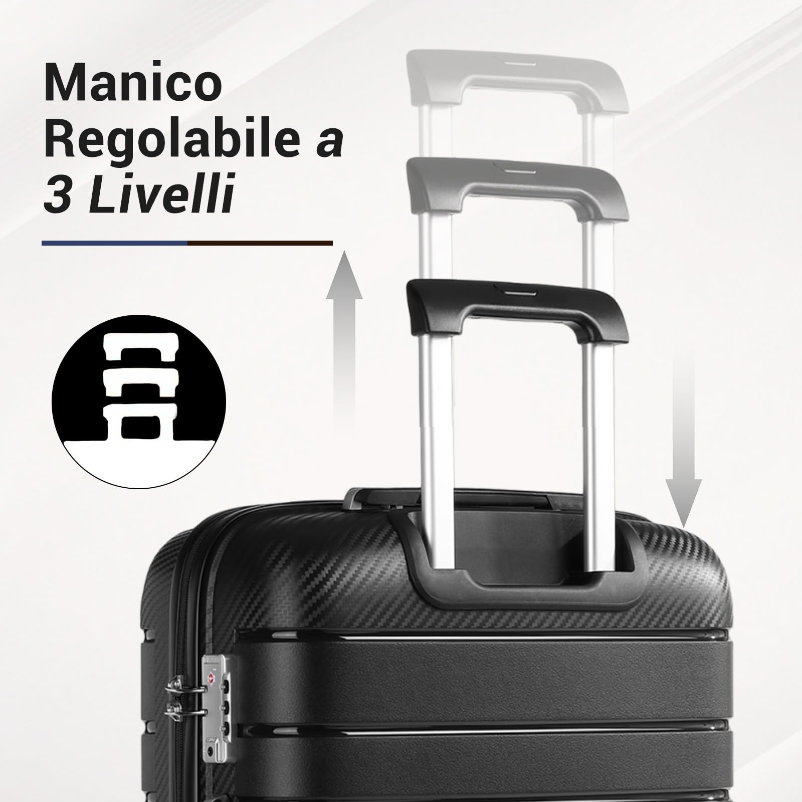 KONO Valigia Grande 76 cm in PP Rigido, Trolley Leggero con Serratura TSA, Ruote Doppie 360° e Manico Regolabile, Valigia da Viaggio (76 cm, Nero) | Guscio Rigido in PP, Ruote Doppie a 360°, Serratura TSA, Manico Regolabile, Interni Organizzati