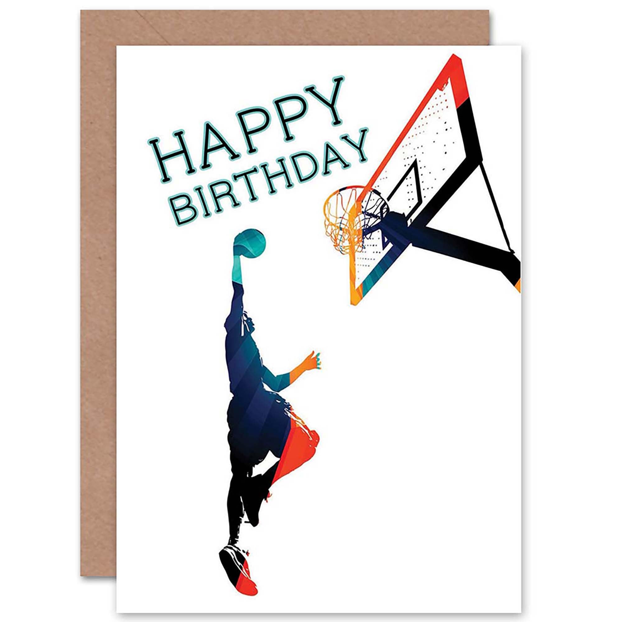 Artery8 Basketball Slam Dunk Birthday Greeting Card - White