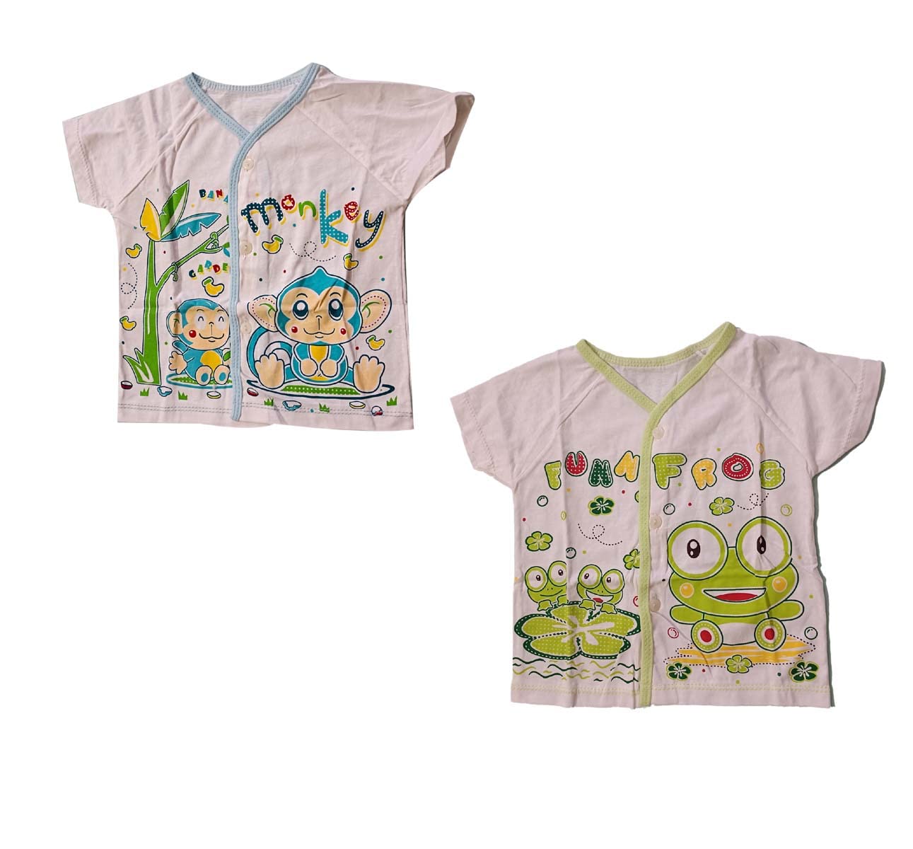 Fabulous Traders Combo of New Born Baby Soft Pure Cotton Jhabla/Shirt/Tops with Half Sleeves for New Bown Baby (Pack of 2, Multicolor, 6-12 Months)