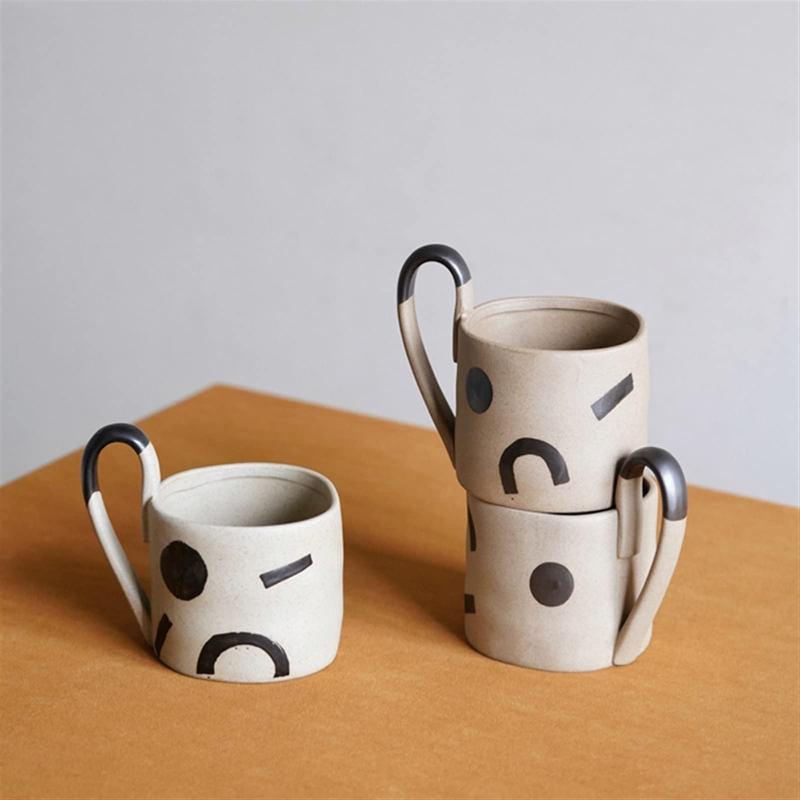 Tazas de Café Copa de café geométrica creativa Manija grande de cerámica personalizada taza de té retra doméstica de la oficina de la oficina de la taza personalizada regalo para Hogar, Oficina, Fiest
