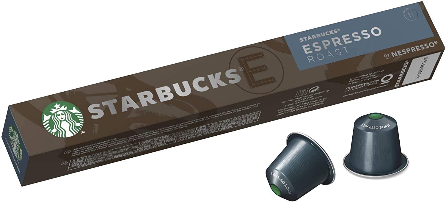StarbucksEspresso Roast Coffee Pods (10 Capsules) – Rich & Bold Dark Roast | Nespresso Compatible | Smooth, Caramelized Flavor for a Perfect Espresso