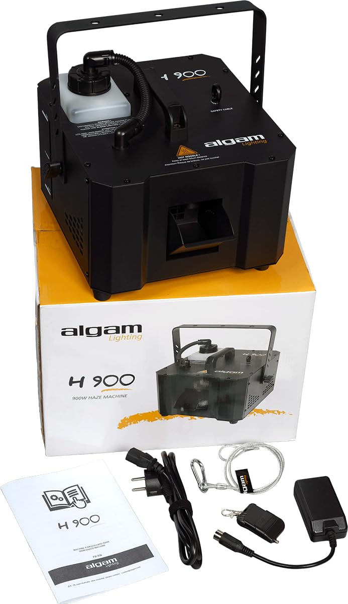 ALGAM LIGHTING H900 - Maszyna dymna 900 W, wejście DMX: XLR, 3-punktowa, 310 x 260 x 250 mm, IP20, pojemność 1,2 l