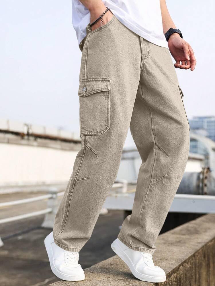 Image of TAGAS Men Relaxed FIT Denim Jeans | Cargo Denim Jeans | Multi Pocket Jeans Pant for Men | Men Loose Fit Denim Jeans |