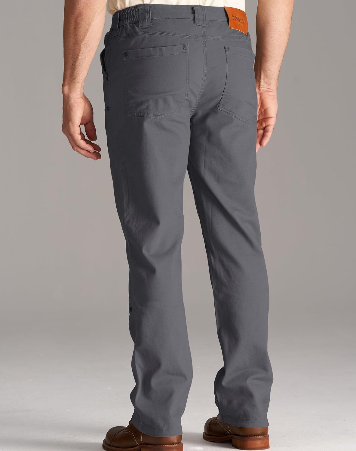 CHRONOLINE Men's Stretch Canvas Work Pants Double-Front Dungaree Double-Knee Outddor Motorcycle Carpenter Pants for Men