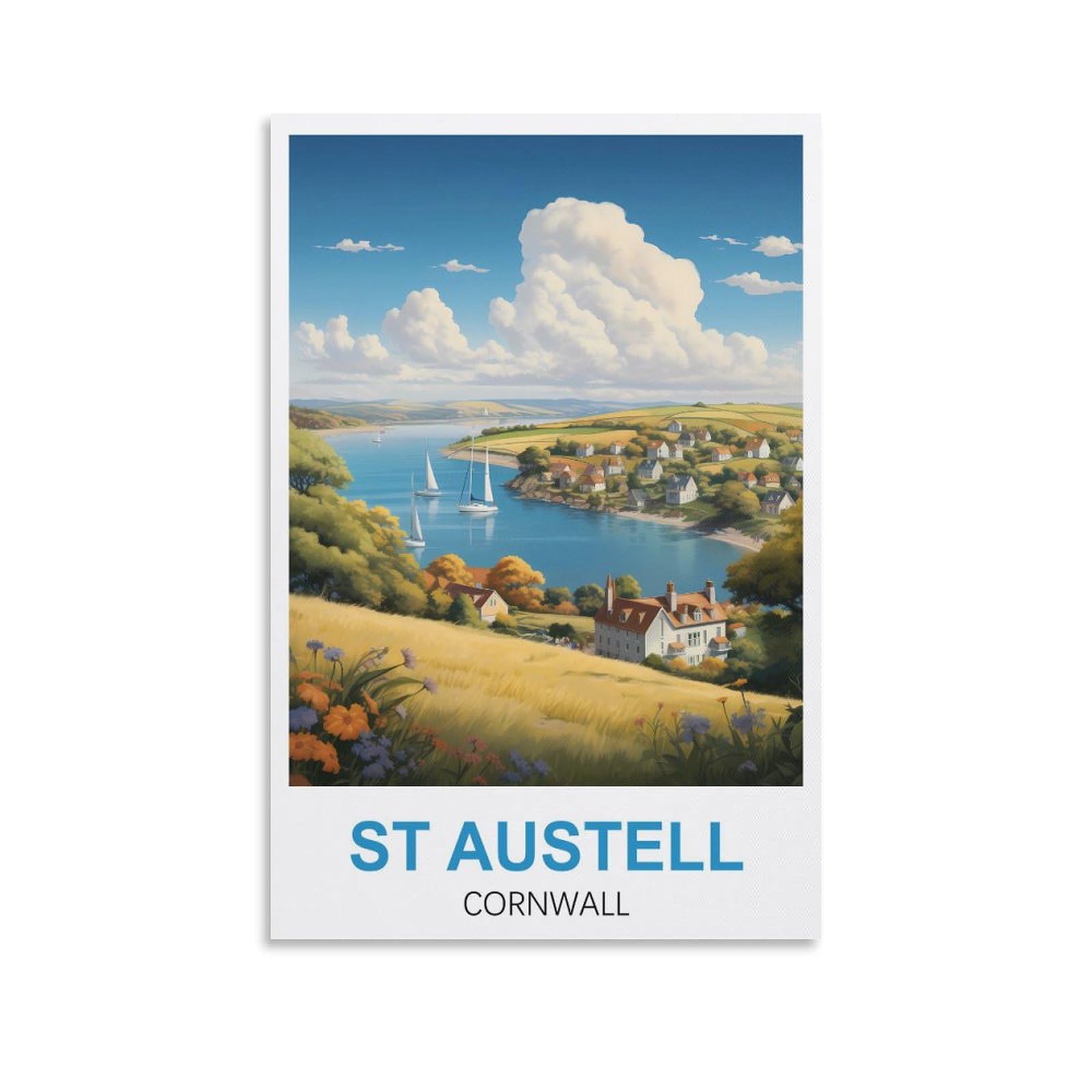 LNHZGNJNH St Austell Cornwall Vintage Travel Poster 08x12inch(20x30cm) Canvas Wall Art Wall Print Painting Decor Living Room Bedroom Decor