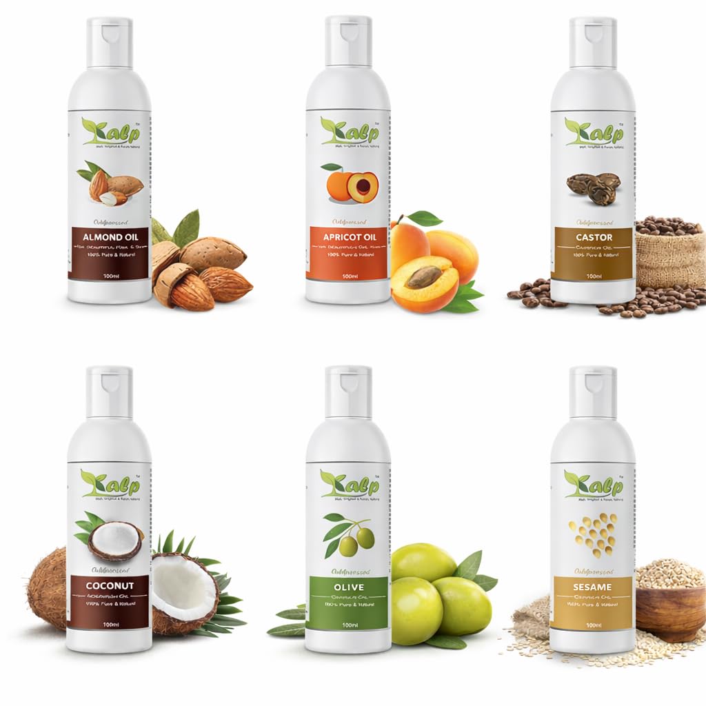 All in One Carrier Oil Set, 6 Bottles, Almond, Apricot, Castor, Coconut, Olive, Sesame Oils-image-20