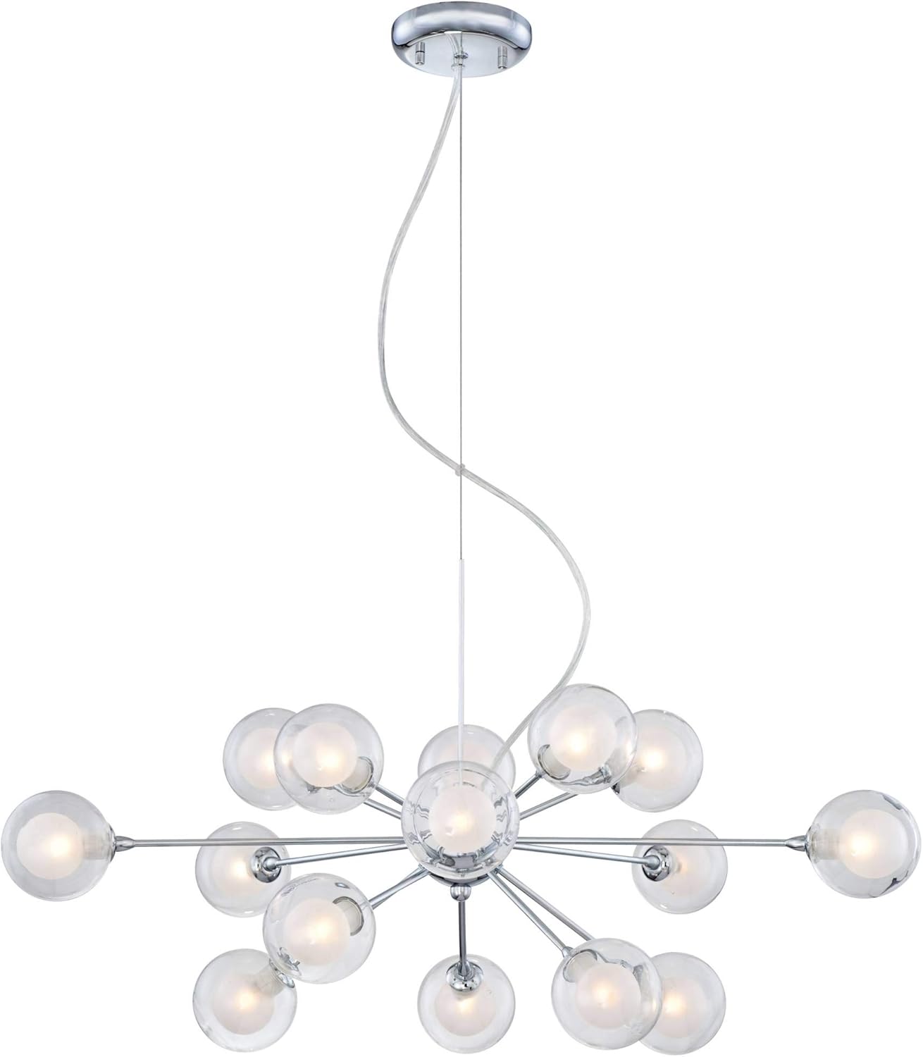 Possini Euro Design Spheres Chrome Sputnik Chandelier 30" Wide Mid Century Modern Glass Ball Halogen 15-Light Fixture for Dining Room House Foyer Entryway Kitchen Bedroom Living Room High Ceilings