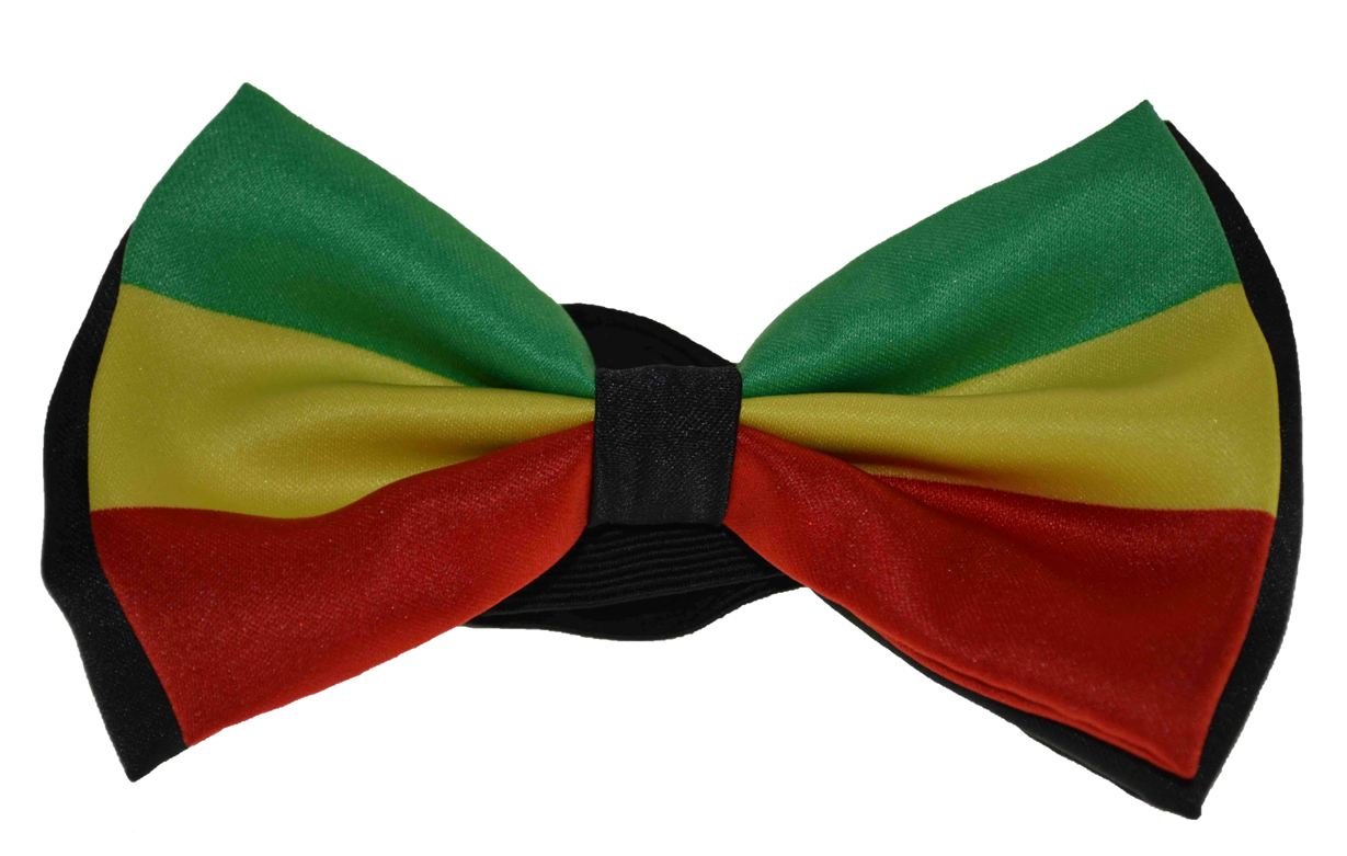 Nayt Rasta Bow Tie With Adjustable Plastic Clip Green Yellow Red