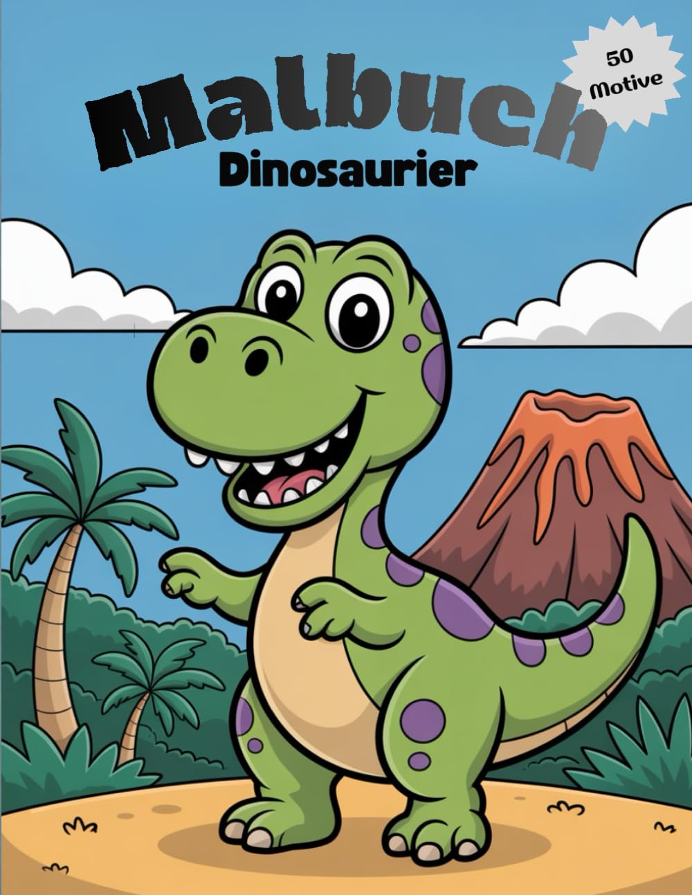 Malbuch Dinosaurier: 50 süße Dinosaurier mit dicken Linien zum Ausmalen – Für Kinder von 3–7 Jahren