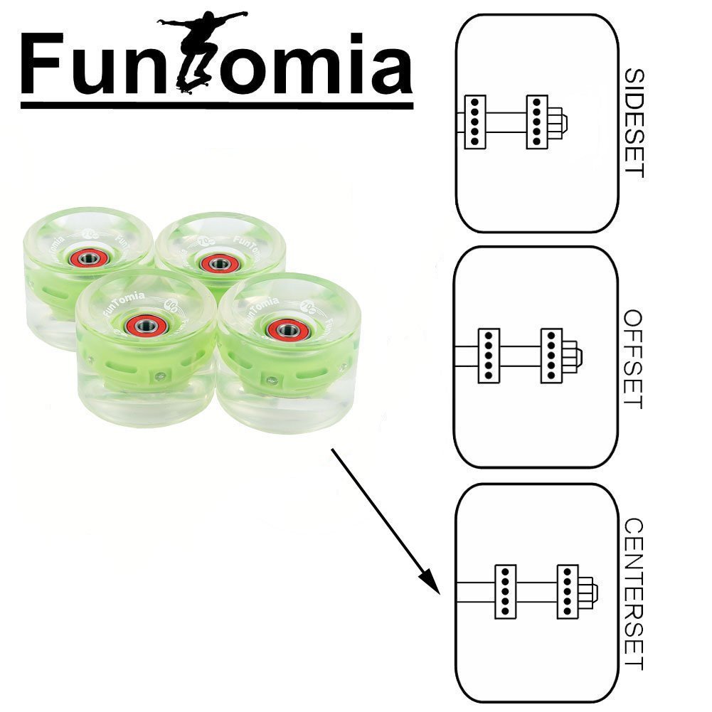 FunTomia - 4 Ruedas LED para Longboard, 70 x 51 mm, 80A, con 8 rodamientos de Bolas Mach1 ABEC-11, con Dos Ejes + T-Tool — view 3