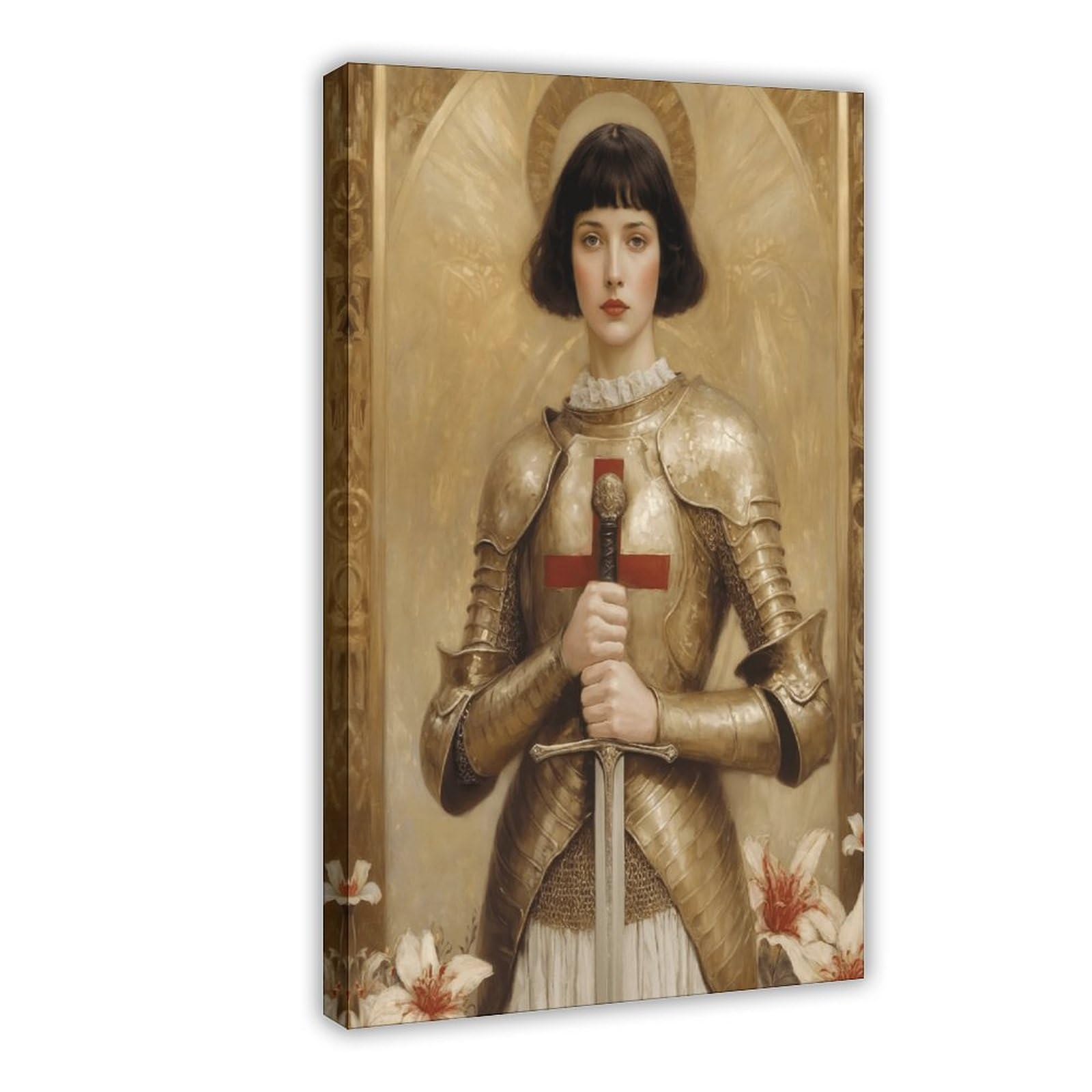 Wjwart Joan Of Arc Print, Woman In Armour Giclee Canvas Poster Bedroom Decor Landscape Decor Gift 12X18inch(30X45cm)