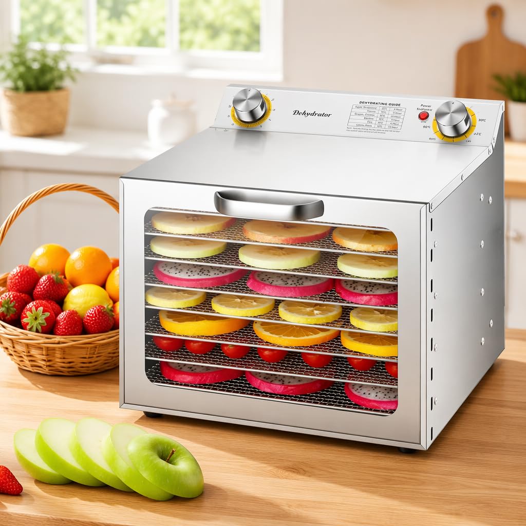 Liofilizzatore da 6 a 18 strati, con timer, temperatura da 35 a 90 °C e ventola da 6 pollici per frutta, verdura e carne.