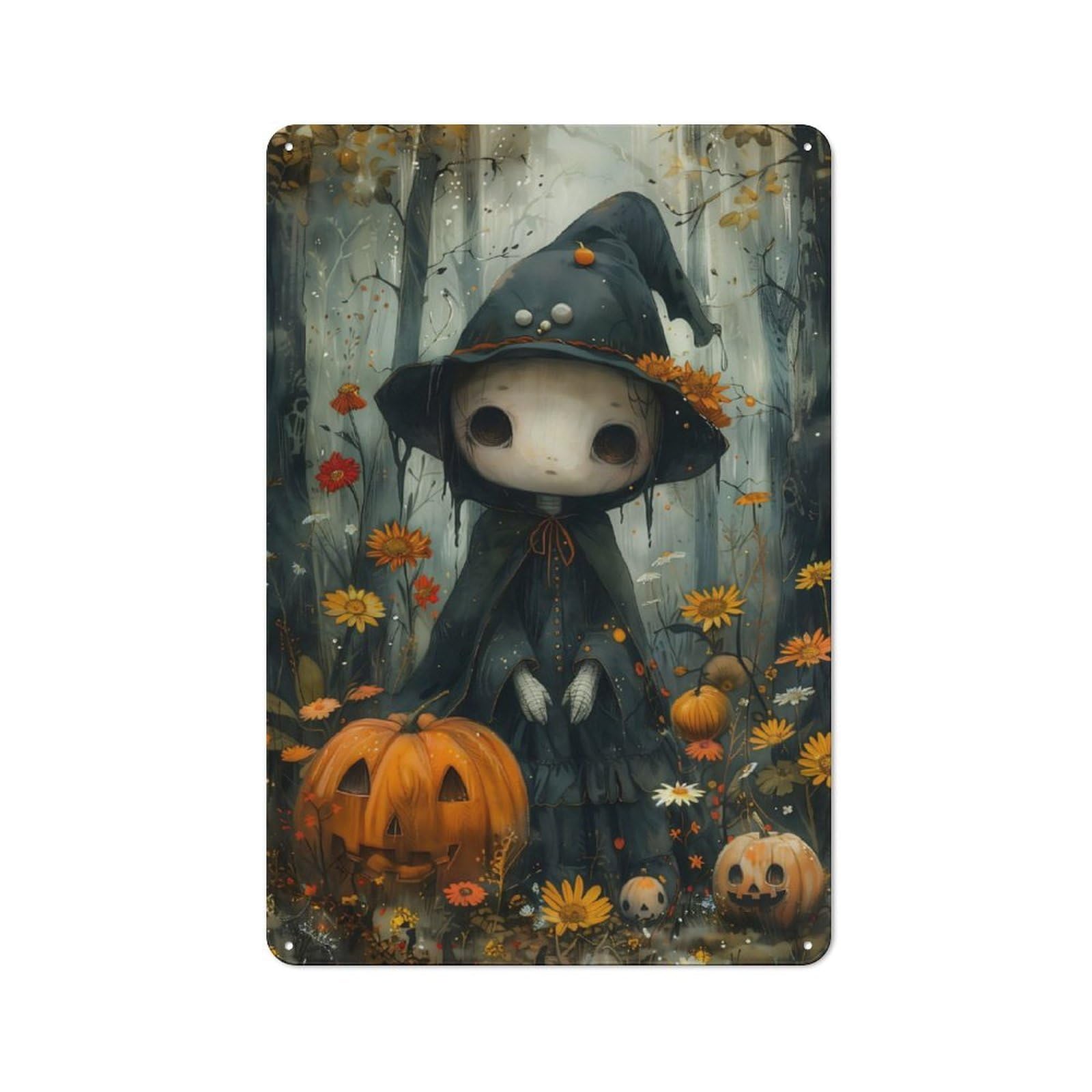 Bohoo Ghost Witch Industrial-style Tin Sign 30x20cm for Living Room Wall, for Metal Sign Collectors, for Garage And Workshop Walls