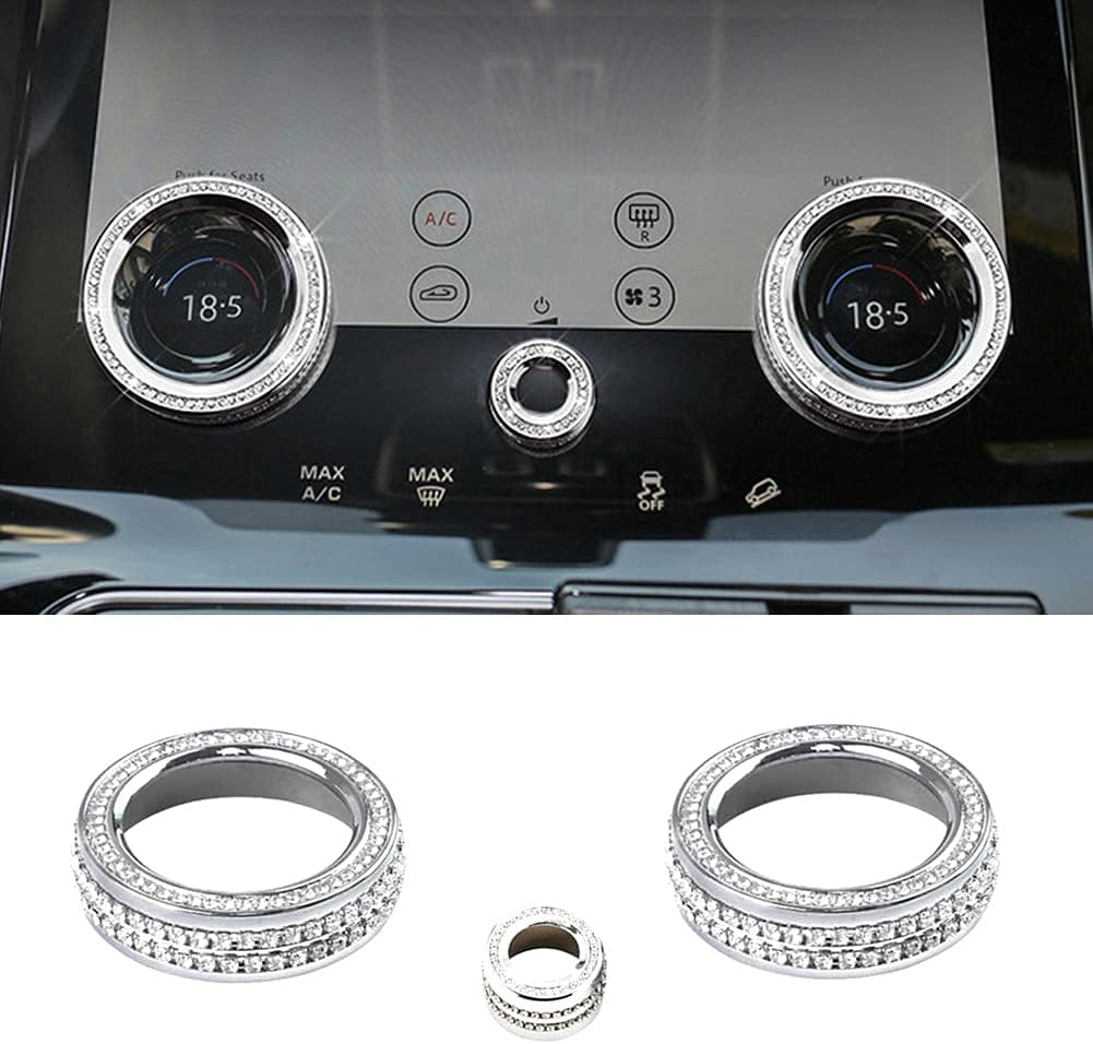 MICROCK Bling Accessories for Range Rover Evoque 2020-2022 and Velar 2018 2019 2020 2021 2022 Air Conditioner Switch knob Cover Rhinestone Crystal, 3pcs