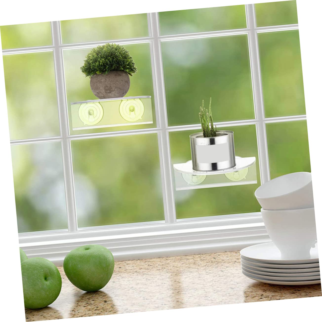 Sosoport 2pcs Window Garden Window Shelf for Plants Clear Acrylic Shelves, Suction Cup Indoor Plant Holder - Image 2