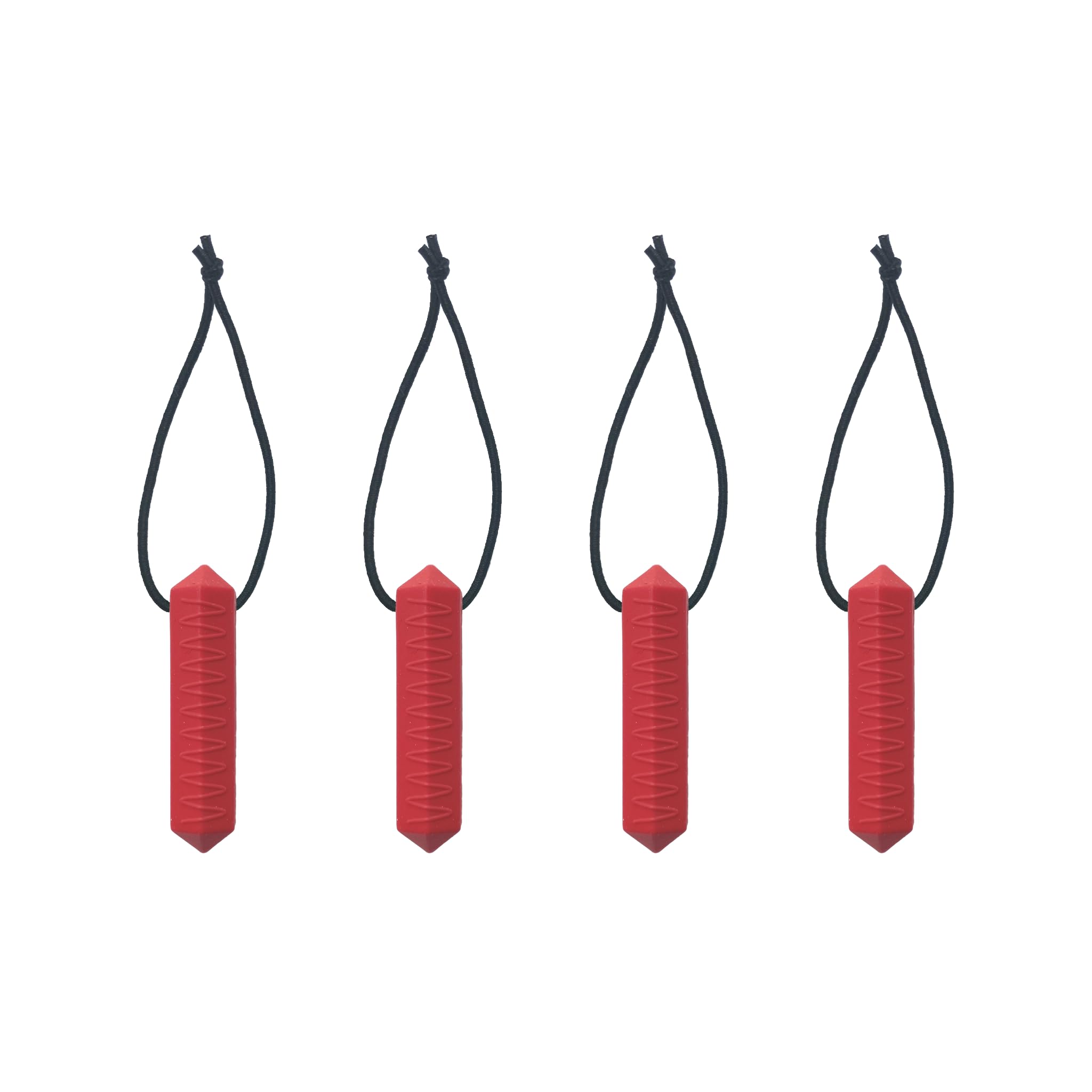 Zip Sensory Chew - Red - Zip Chew Toggles 4/8 Piece Multi Pack - for Kids with Autism, Anxiety & ADHD - 100% Food Grade Silicone - Sensory Oojamabobs (4 Pack)