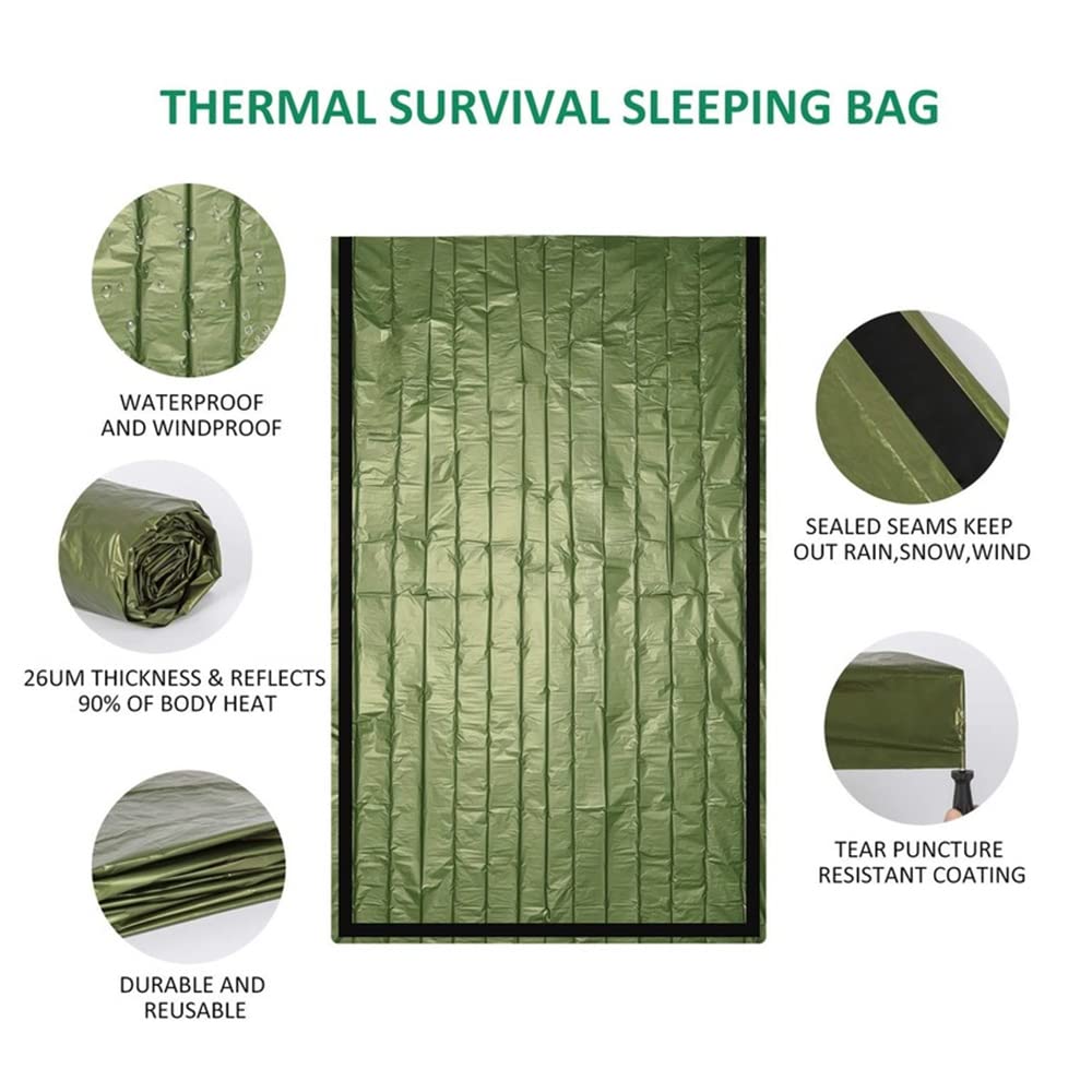 Saco de Dormir de Emergencia, Bolsa Bivvy de Supervivencia Ligera e Impermeable Manta de Rescate de Emergencia para Acampar al Aire Libre, Senderismo
