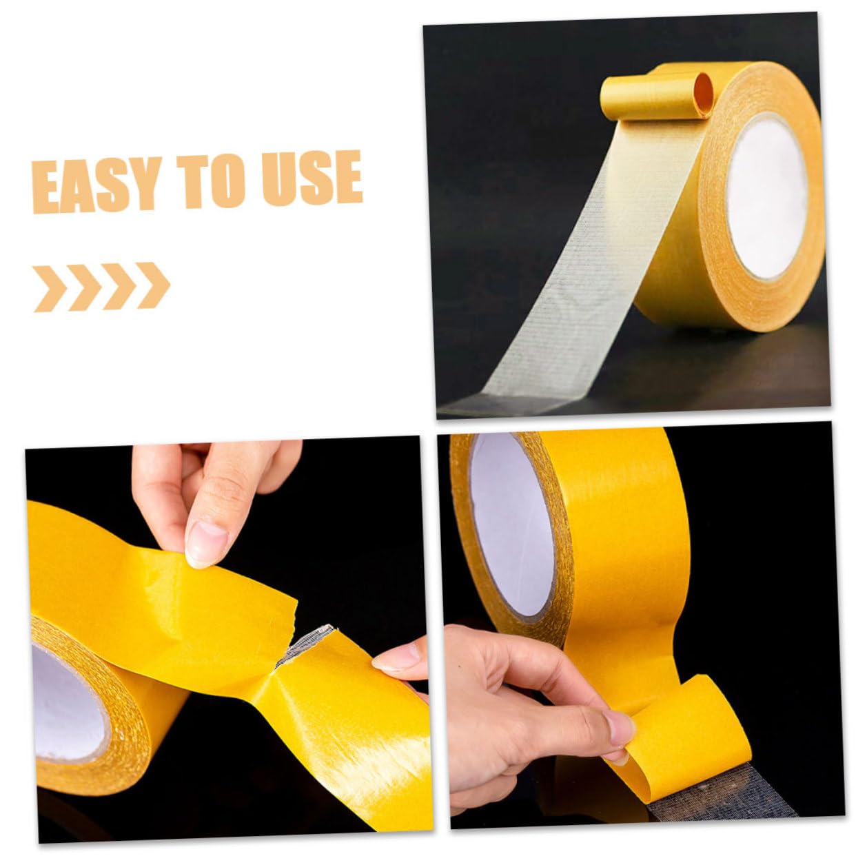 Alipis 4 Rouleaux Ruban Adhésif Double Face à Base De Tissu Ruban à Double Face Bande Adhésive Ruban Adhésif Double Face Pour Bricolage Bande De Montage Ruban Suspendu Papier Jaune