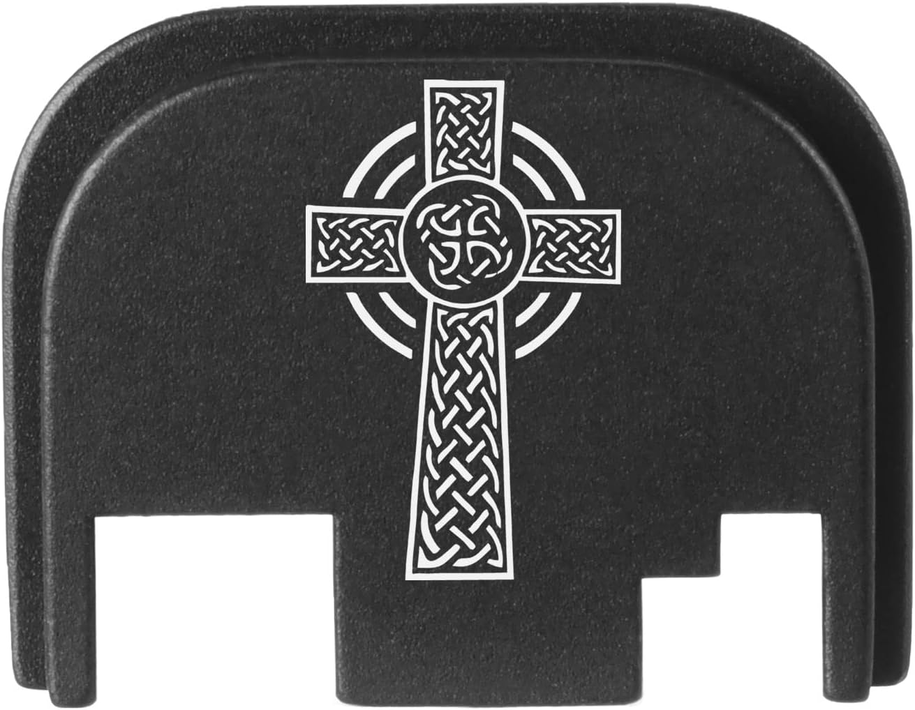 NDZ Performance Rear Slide Cover Back Plate for Glock Gen 1-4 Laser Engraved Hardcoat Anodized Aluminum in Black - Celtic Cross