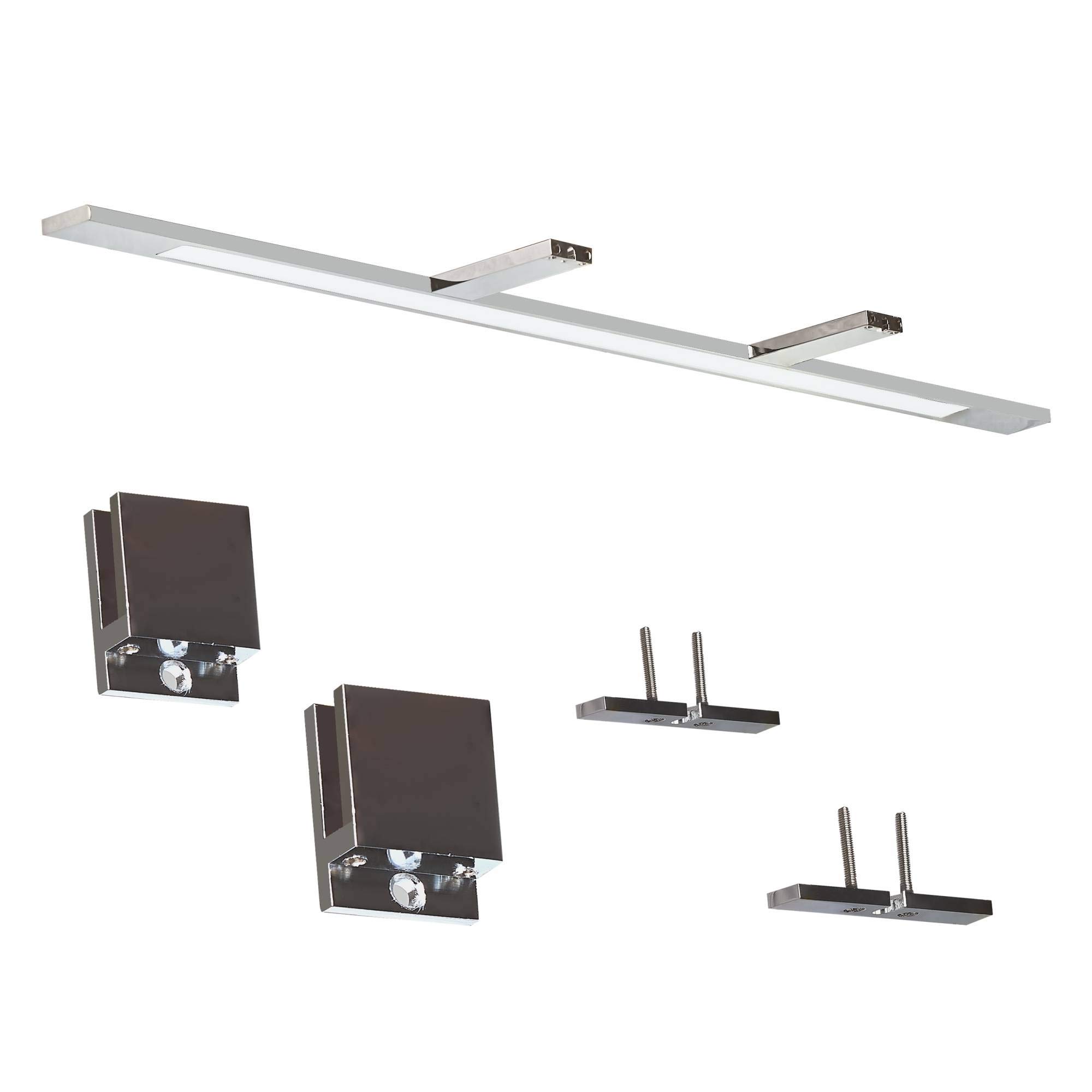 LED Spiegelleuchte 740mm neutralweiß 230V aus Aluminium verchromt - IP44 für Bad, Badezimmer Spiegellampe Spiegelschrank-Lampe Schrankleuchte Schminklicht