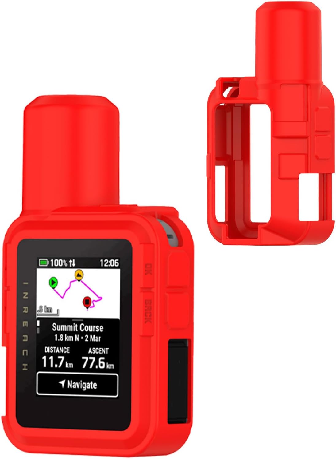Case for Garmin inreach mini3 Plus/Garmin inreach mini3 Tracking Handheld,BOVUGAC Shockproof Silicone Soft Protective Case,All Round Protection.-Red