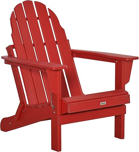Miniatura 10 de Outsunny Silla Adirondack plegable, silla para hoguera de polietileno de alta densidad, resistente a la intemperie, para patio, jardín, césped,