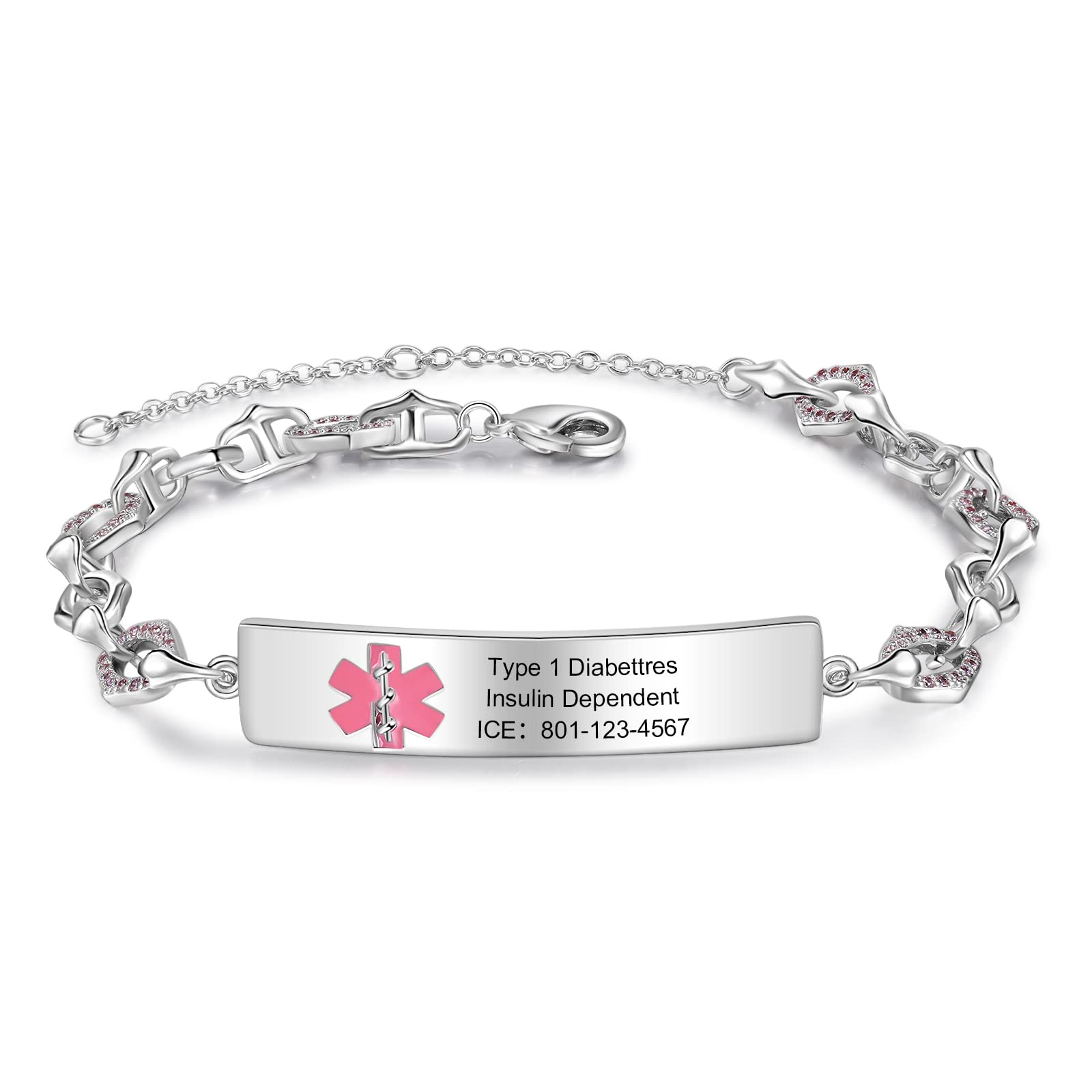 lorajewel Personalizar Pulsera de alarma médica Texto personalizado Pulsera de hombres y mujeres Emergencia sos cobre Pulsera Día del padre del niño Día de la Madre Regalo