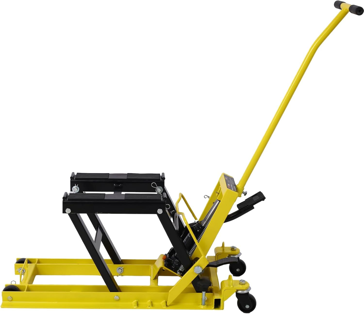 Hydraulic Motorcycle Lift Jack, 1500 LBS Capacity ATV Scissor Lift Jack,Steel ATV Lifts Stand Hoist with Wheels and Handle for Motorcycles, ATVs, Dirt Bikes (Yellow)