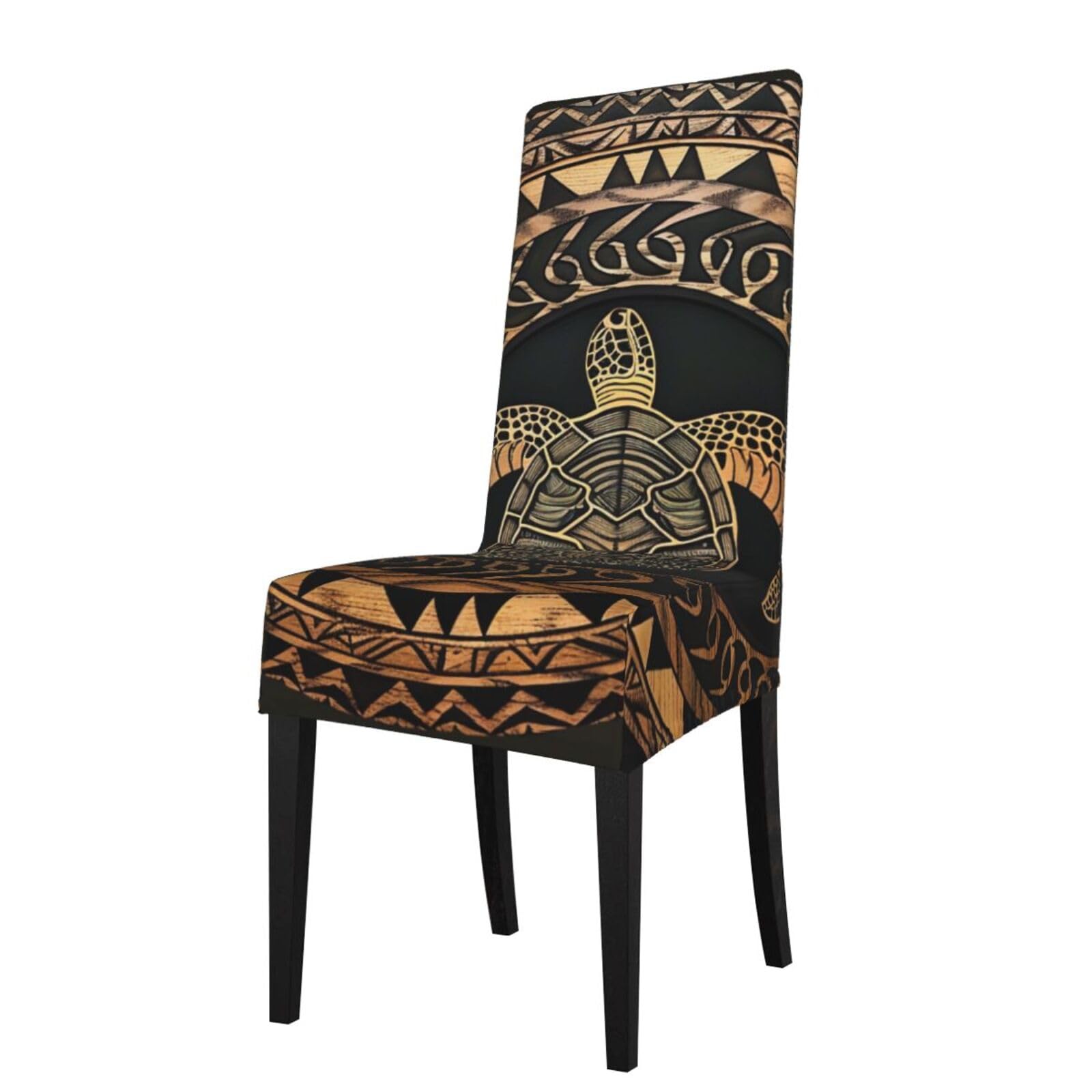 WPKJU Hawaiian Tapa Honu Turtle Print Dining Chair Covers Removable Chair Seat Covers Decorative for Kitchen & Bar Stools