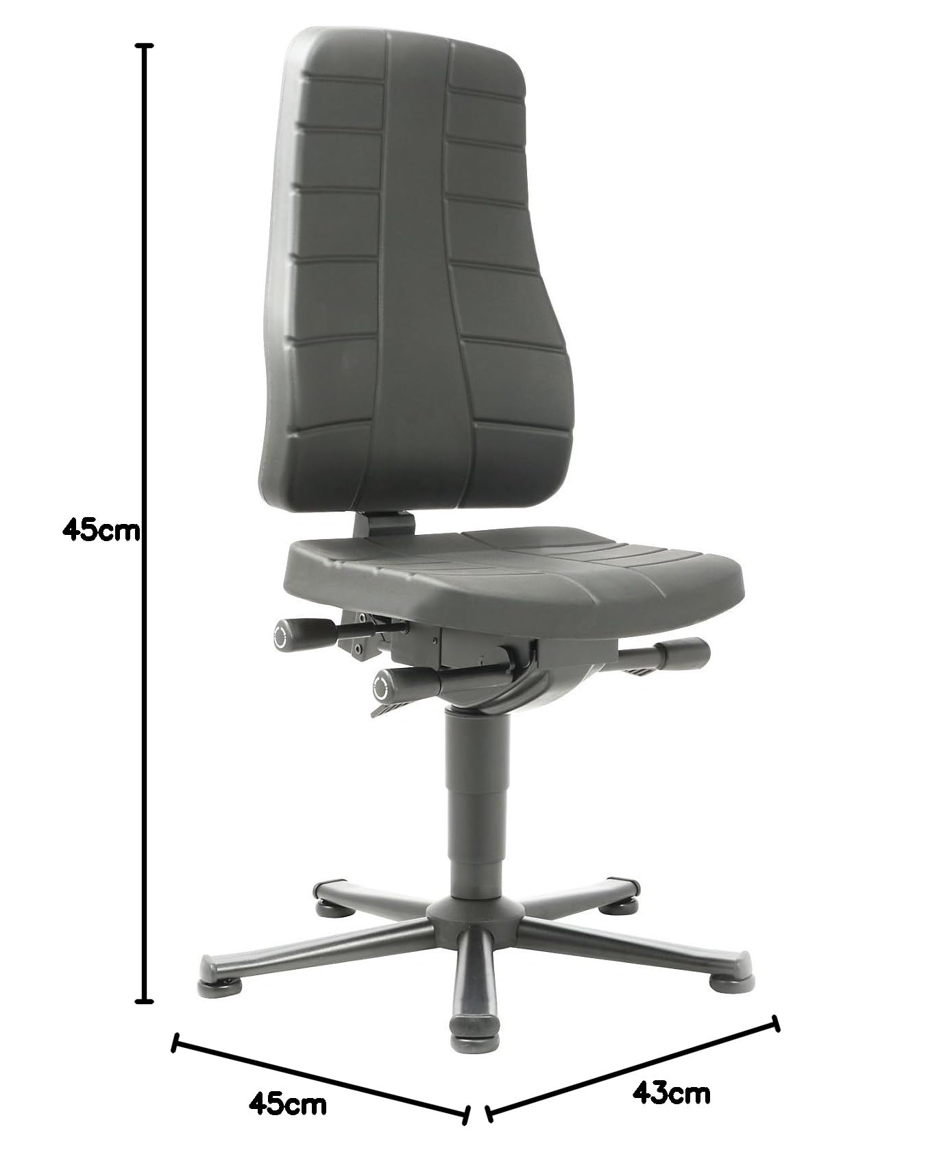 bimos | Sedia girevole da lavoro All-in-One | con piedini | PU espanso | nero