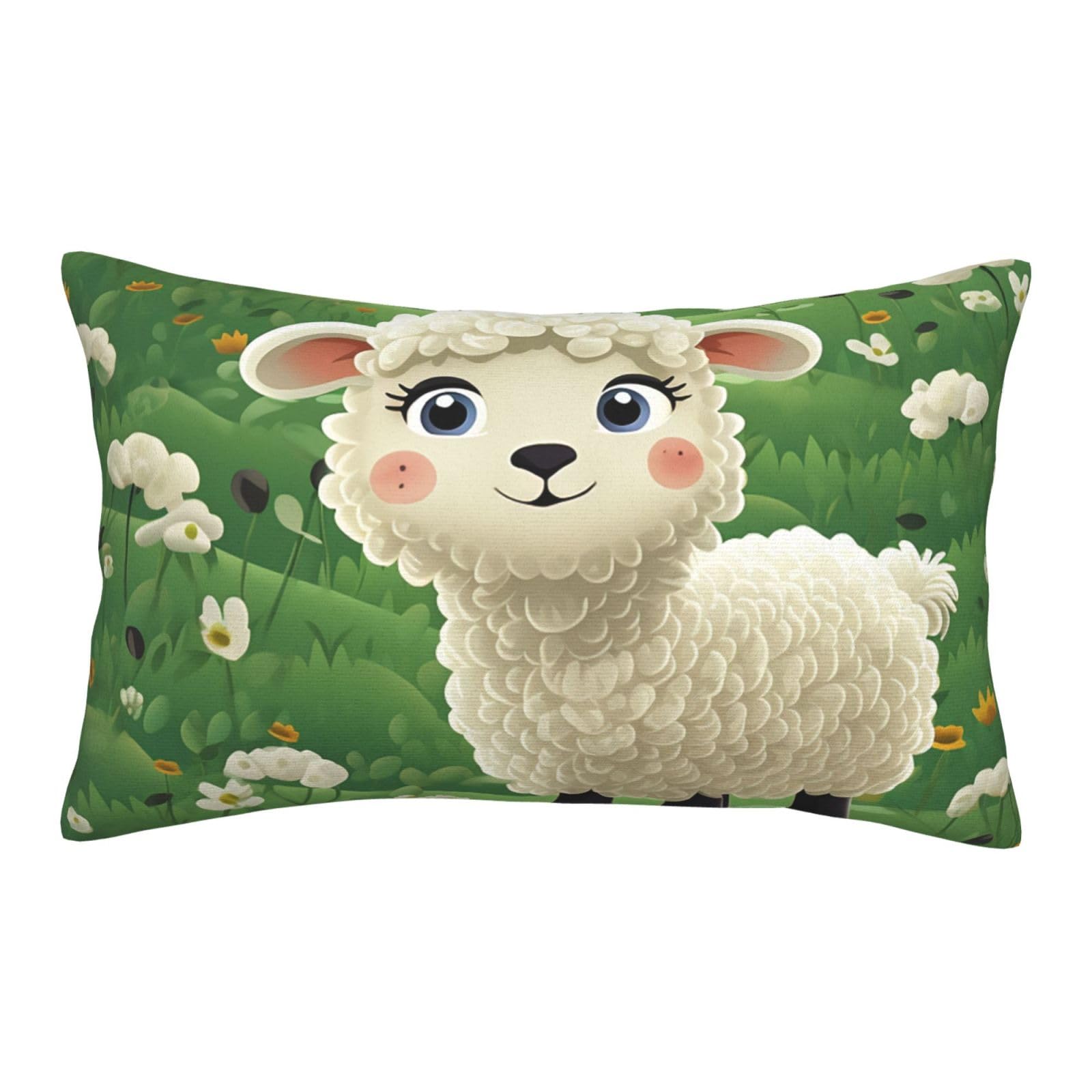 Velvet Pillowcases 20"x30" Ultra Soft Breathable Pillow Cases, Luxury Fuzzy Throw Pillow Covers with Zipper, Cute Cartoon Sheep Pillow Shams All Seasons Decorative Cushion Cases for Couch