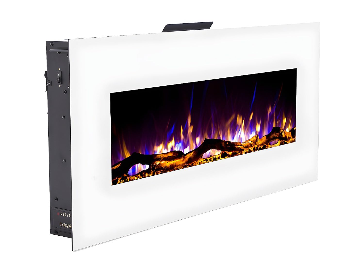 Caminetto elettrico da parete L110 x P14 x H49 cm Bianco - LALITA