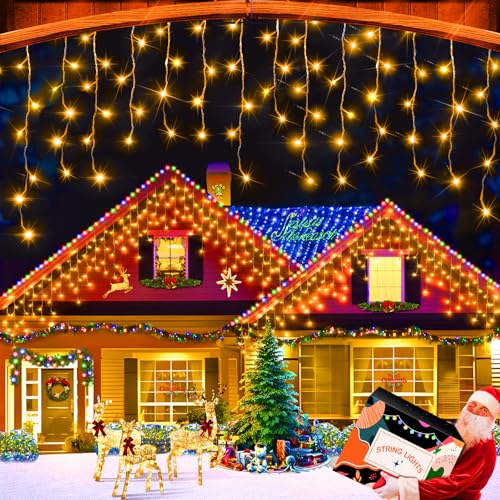 XURISEN 10M 320 LED Weihnachts Eisregen Lichterkette Warmweiß 4-5-7...