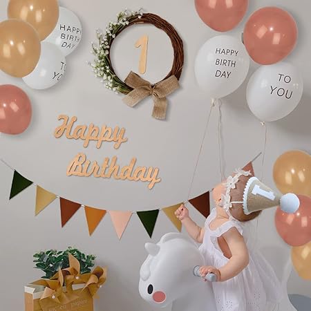 Amazon Co Jp Quienkitch 1歳 誕生日 バースデー 飾り 誕生日 飾り付け 風船 Happy Birthday バルーン 誕生日 飾り付けセット レターバナー 木製 三角帽子 模擬花輪 ペナントガーランド 誕生日 バルーン バースデーバルーン パーティー 装飾 おしゃれ 誕生日