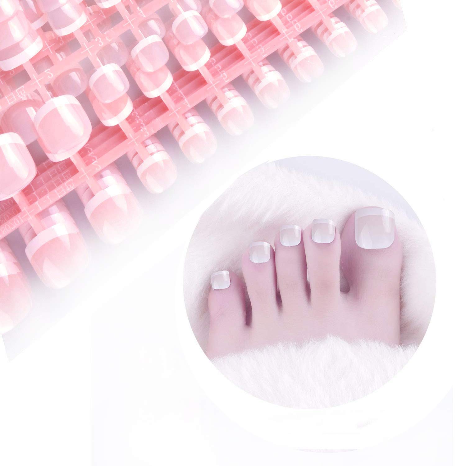 Amazon.com : SIUSIO 240 Pcs French Toe Nails Full Cover UV Top Coat Covered  Short Press on Fake Nail Natural False Acrylic Nails Foot Art Tips Sets for  Daily Use for Women