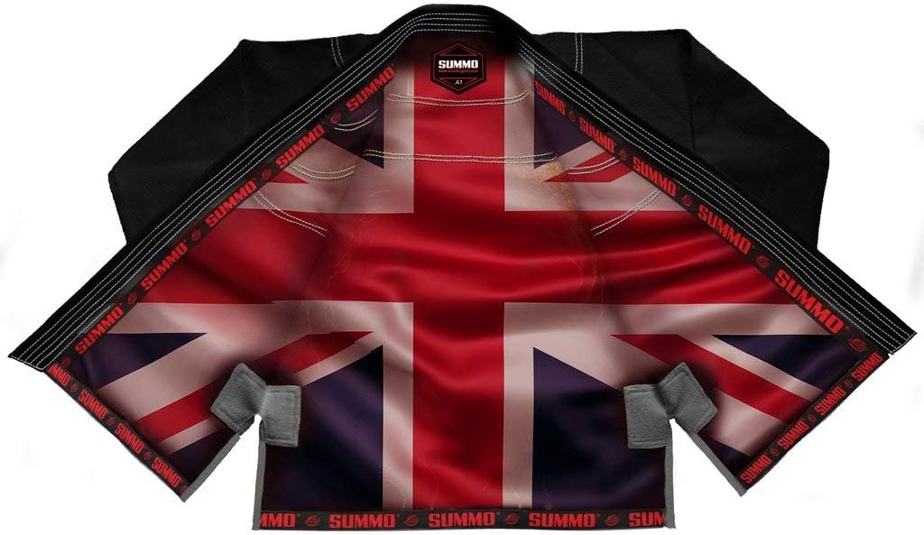 Premium British Black Sublimation Brazilian Pearl Weave Jiu Jitsu Gi - Built in Rash Guard - with Rash Guard Lining (BJJ GI)