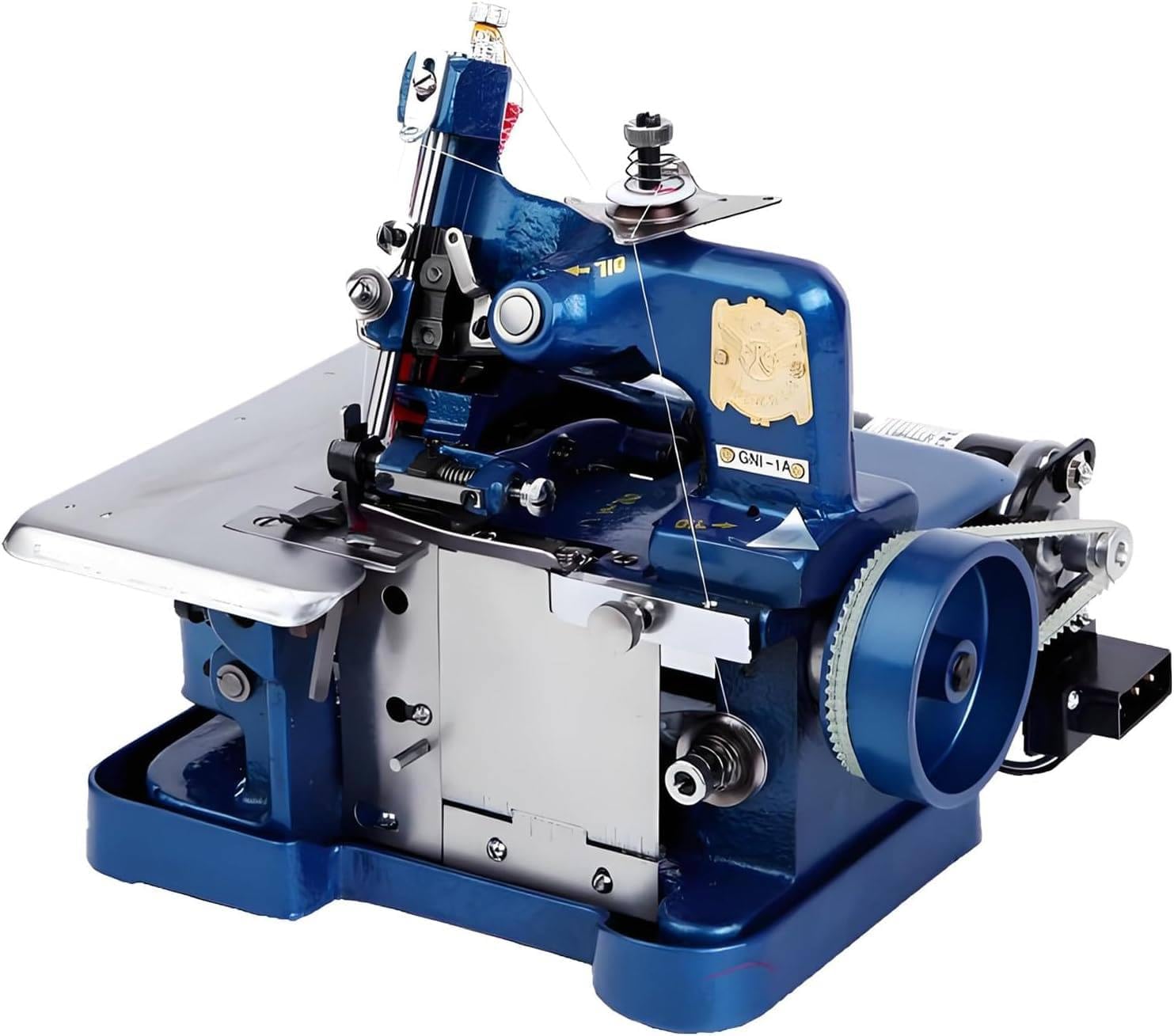 Overlock Machines & Industrial Grade Sergers,Perforated Bead Size: Φ3-Φ4mm, with Symmetrical Drilling, Foot Switch, Adjustable Speed,for Heavy Duty Fabric, Includes Accessories Blue
