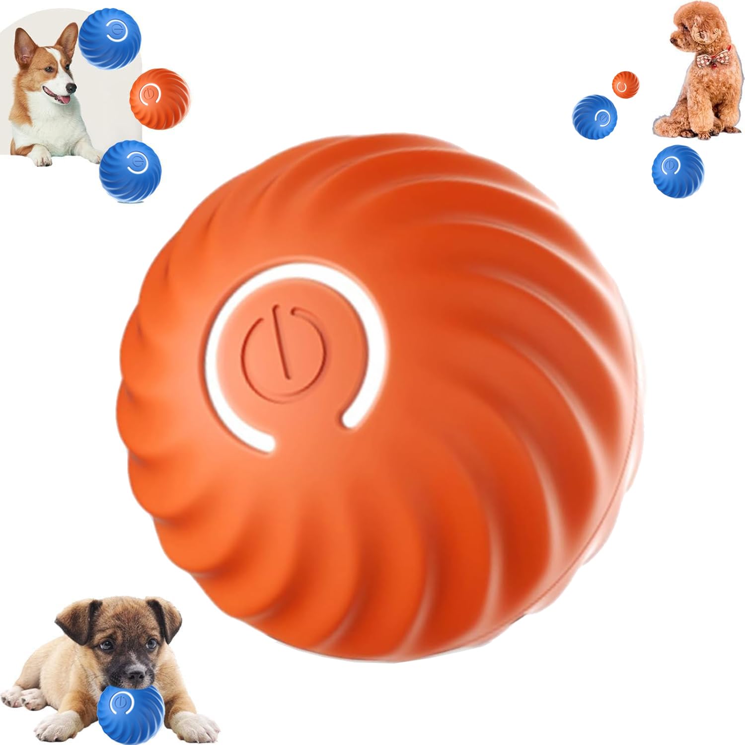 Generic Smart Jumping Ball for Dogs Automatic Moving Dog Toy Orange Round Dog Boredom Toys