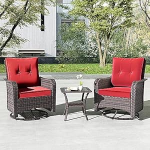 Kullavik 3 Pieces Patio Furniture Set,Outdoor Swivel Rocking Chairs Porch Furniture Patio Rattan Chairs with Table Kullavik 3 Pieces Patio Furniture SetOutdoor Swivel Rocking Chairs Porch Furniture Patio Rattan Chairs with Table