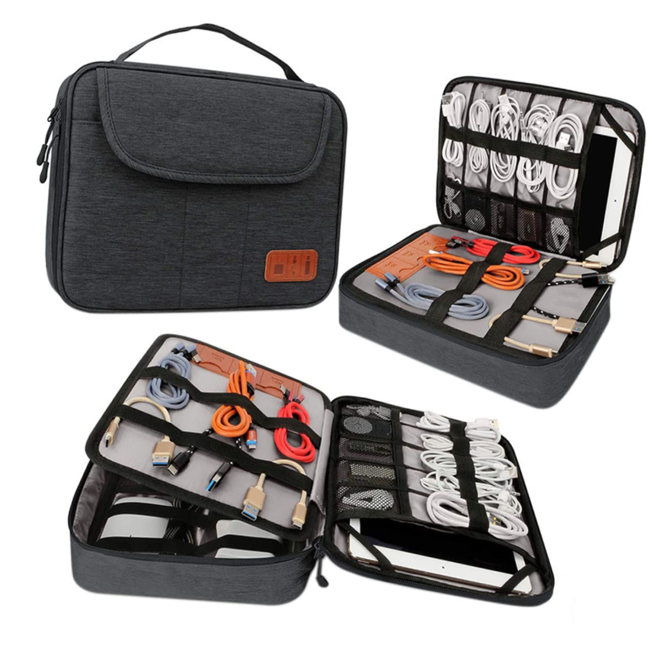 Artibetter Custodia Per Dispositivi Elettronici Organizer Per Cavi Da Esterno Strati Per Archiviazione Digitale e Viaggi Contiene Spazio Per Due Telefoni e Tablet Da Maniglia Per Trasporto Co